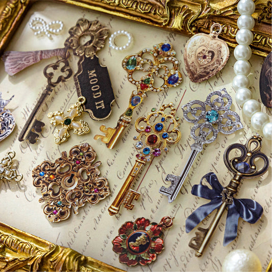 "Mysterious Password Key" 25pcs Retro Decorative Stickers Flat Stickers