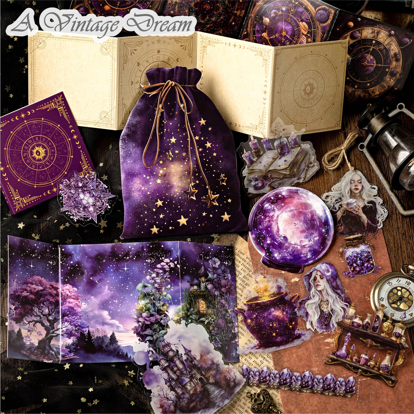 (6.Sept) Pandora's box Journal Supplies Packs with Stickers and Cards for Scrapbooking