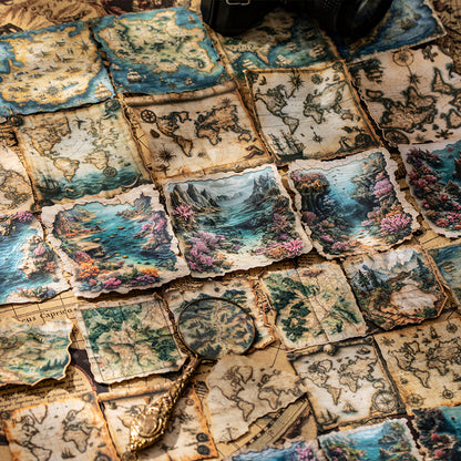 "Adventure Diary" 10pcs Vintage Map Stickers Pirate Map Stickers