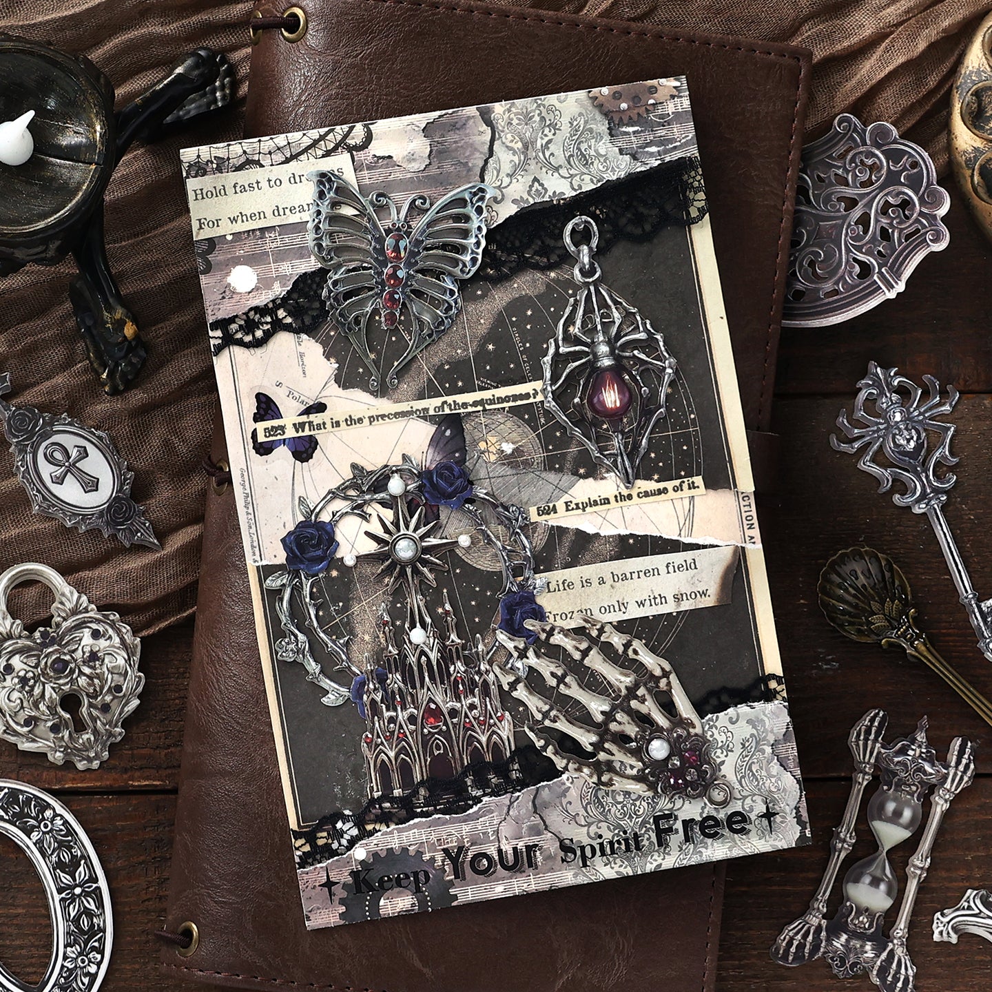 "Gothic Grimoire" 15pcs Embossed Cardboard for Journaling Decoration