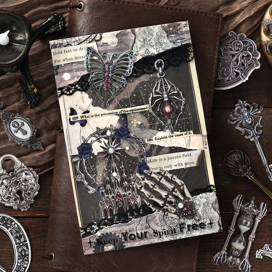 "Gothic Grimoire" 15pcs Embossed Cardboard for Journaling Decoration