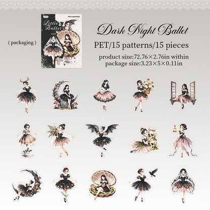 Ballet Dream 15pcs Cute Ballerina Sticker Set PET Stickers for Scrapbooking