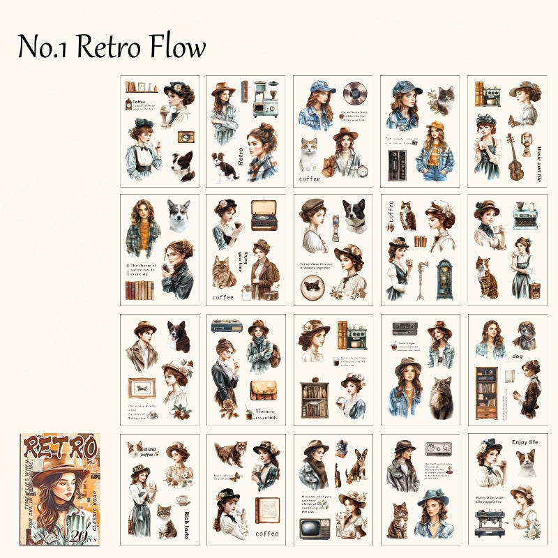 "Tracing Back Time" Retro Vintage Style Sticker Books