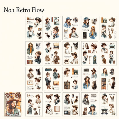 "Tracing Back Time" Retro Vintage Style Sticker Books