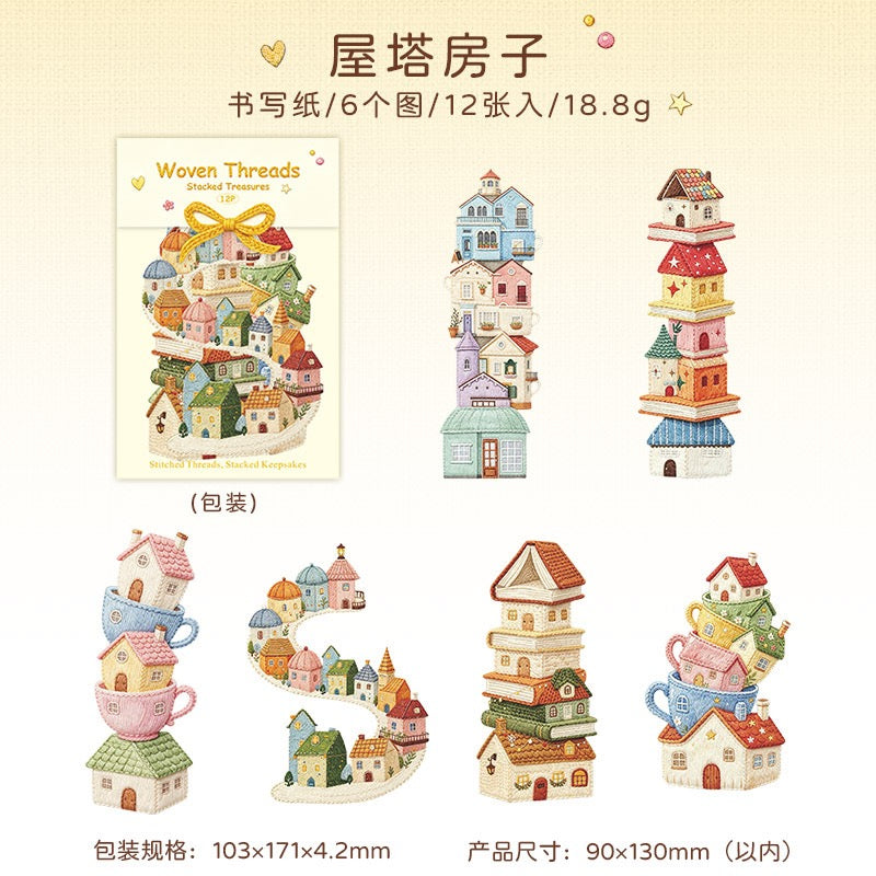Woven Threads Large Sized Cardboard Stickers 12pcs in