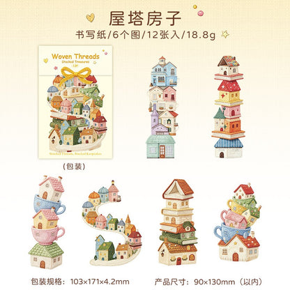 Woven Threads Large Sized Cardboard Stickers 12pcs in