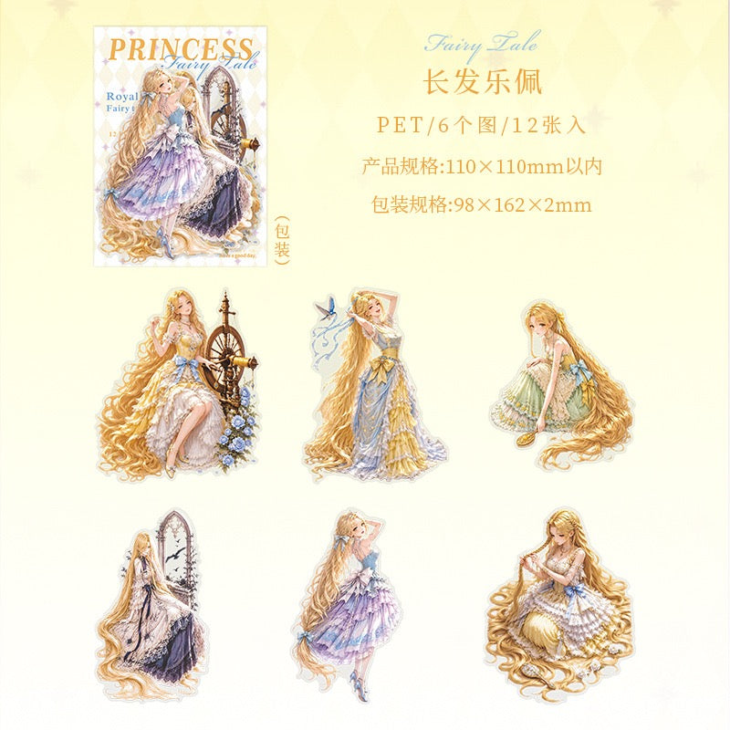 Princess Fairy Tales Large Sized PET Stickers for Journaling