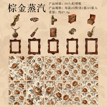 Steampunk Themed Journal Supplies with Large Stickers and Deco Papers