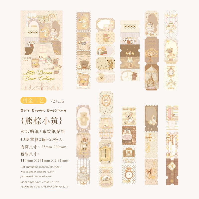 Golden Lined Cute Stickers 20pcs in