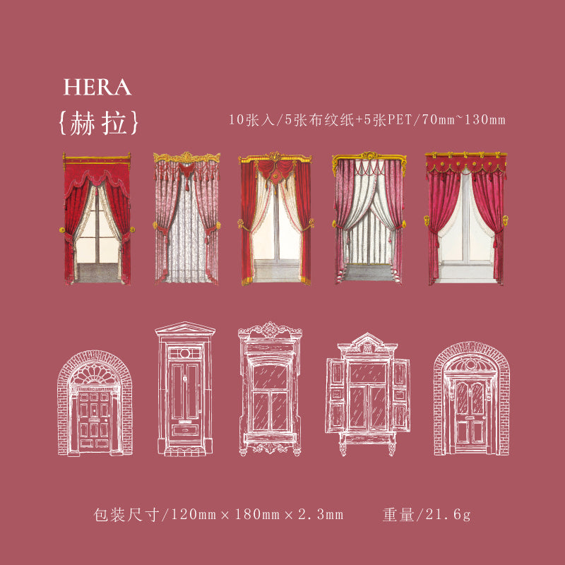 "Lattice Window Series" 10pcs Stickers PET and Wove Paper Stickers