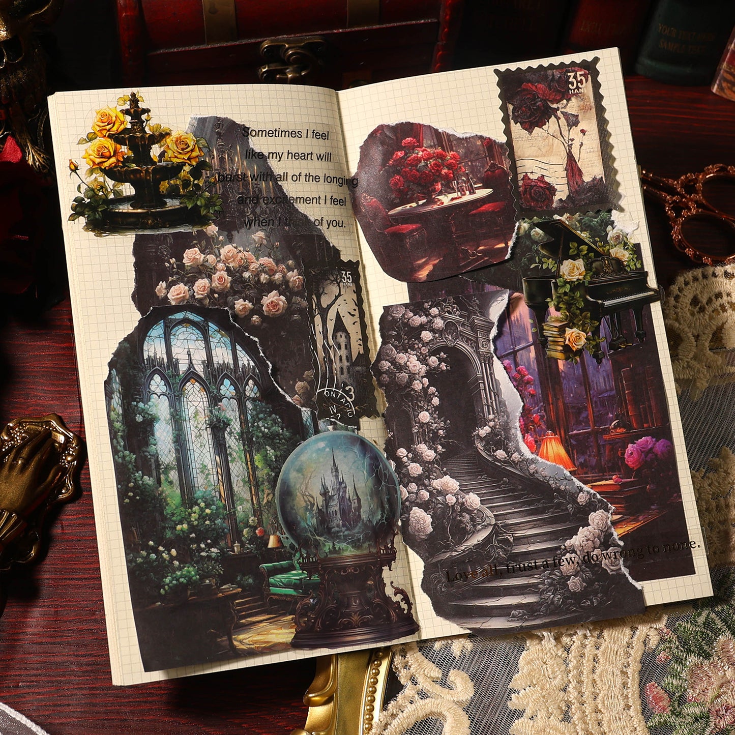 "Rose Palace" 20pcs Fantasy Retro Deco Papers for Journal Background