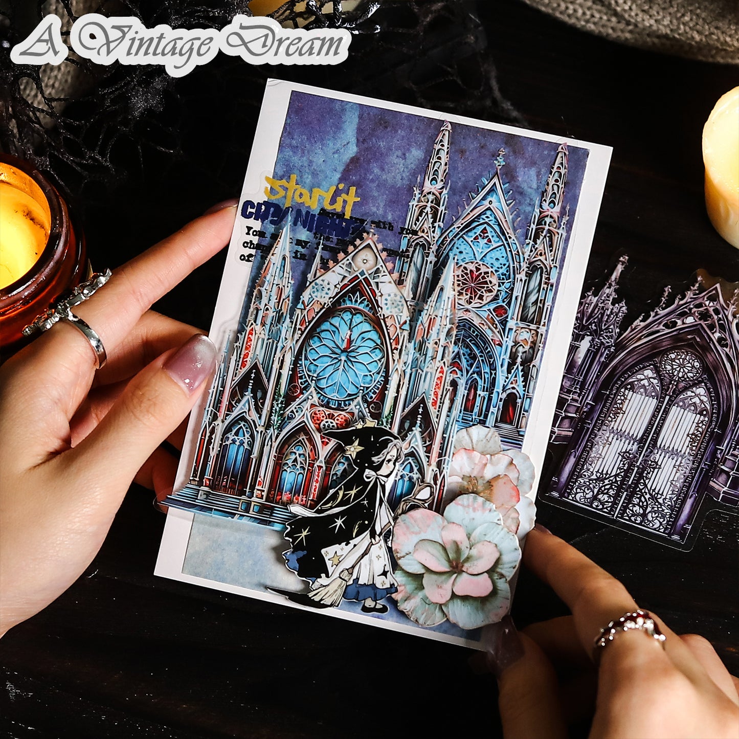 (15.Sept) 10pcs Large Sized Shiny Gothic Church & Castle Stickers for DIY and Scrapbooking