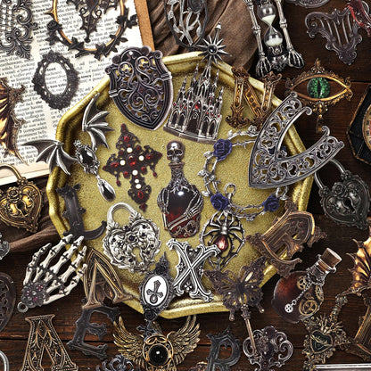 "Gothic Grimoire" 15pcs Embossed Cardboard for Journaling Decoration
