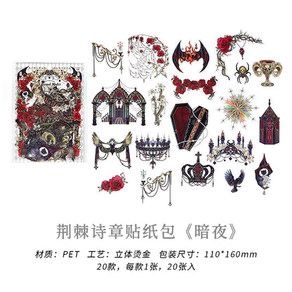 "Thorny Poems" 20pcs Golden Lined Stickers for Scrapbooking Art