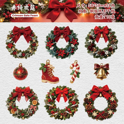Christmas Wreath 10pcs Paper Stickers