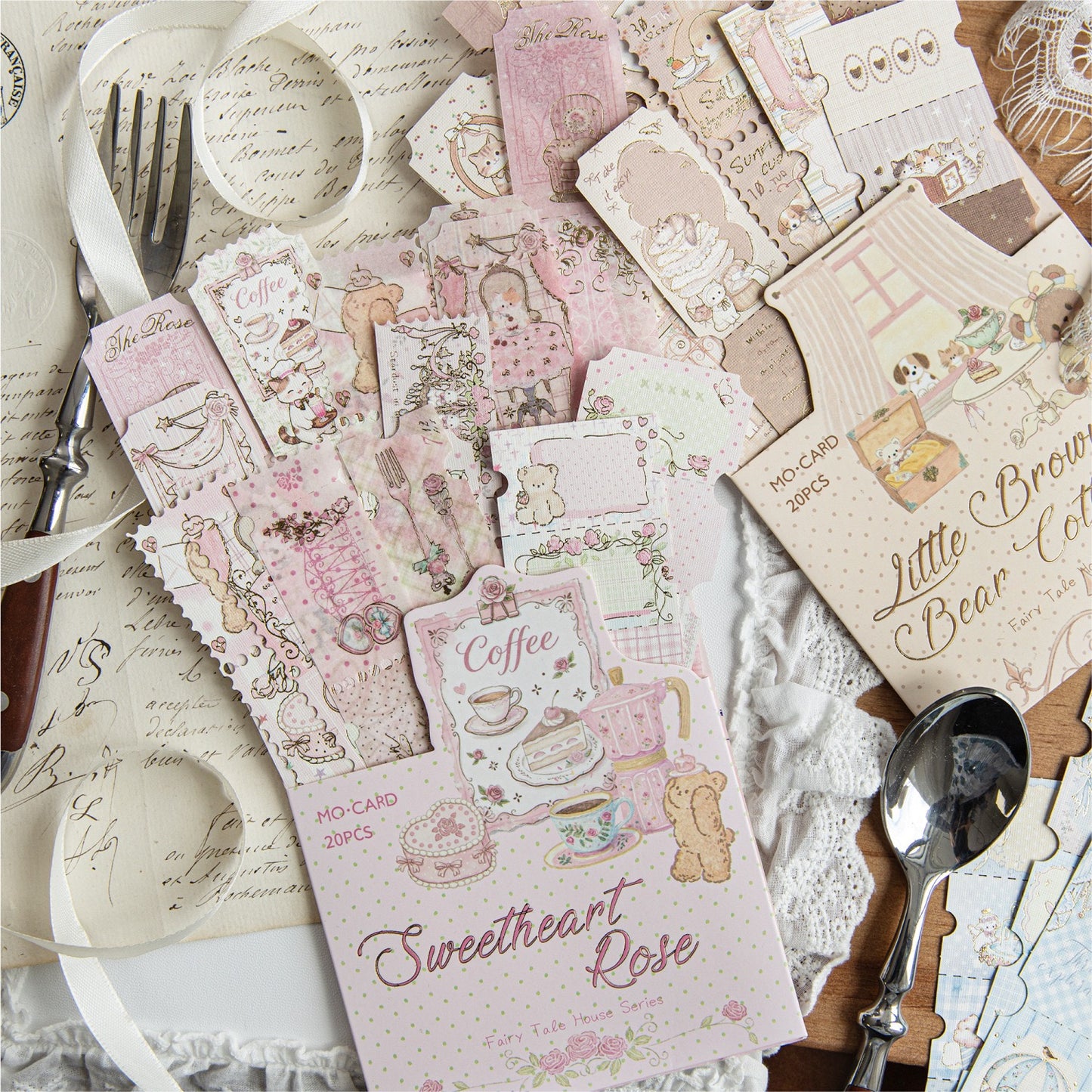 Golden Lined Cute Stickers 20pcs in
