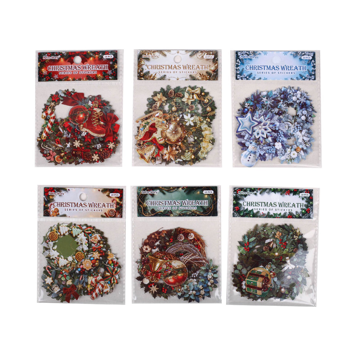 Christmas Wreath 10pcs Paper Stickers