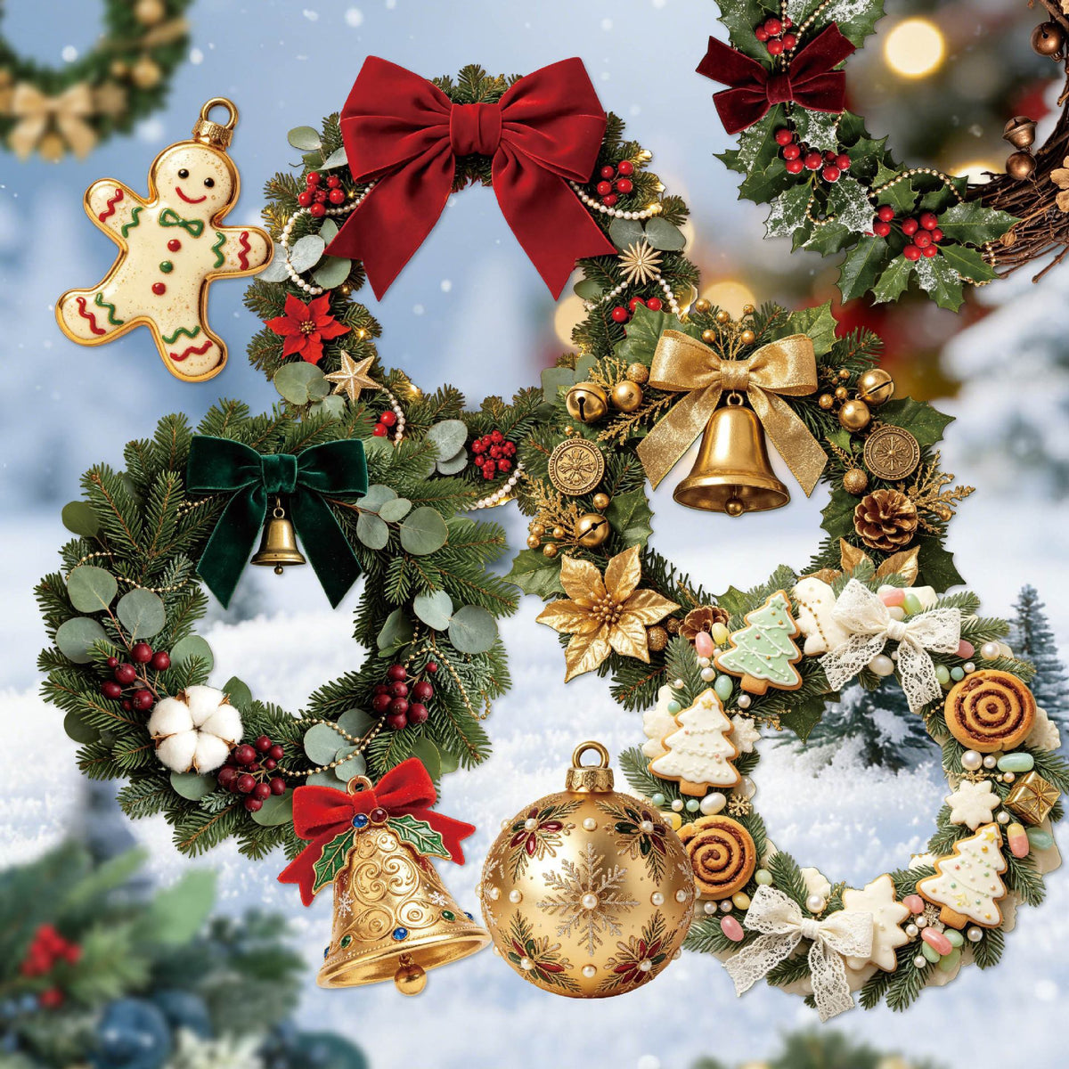 Christmas Wreath 10pcs Paper Stickers
