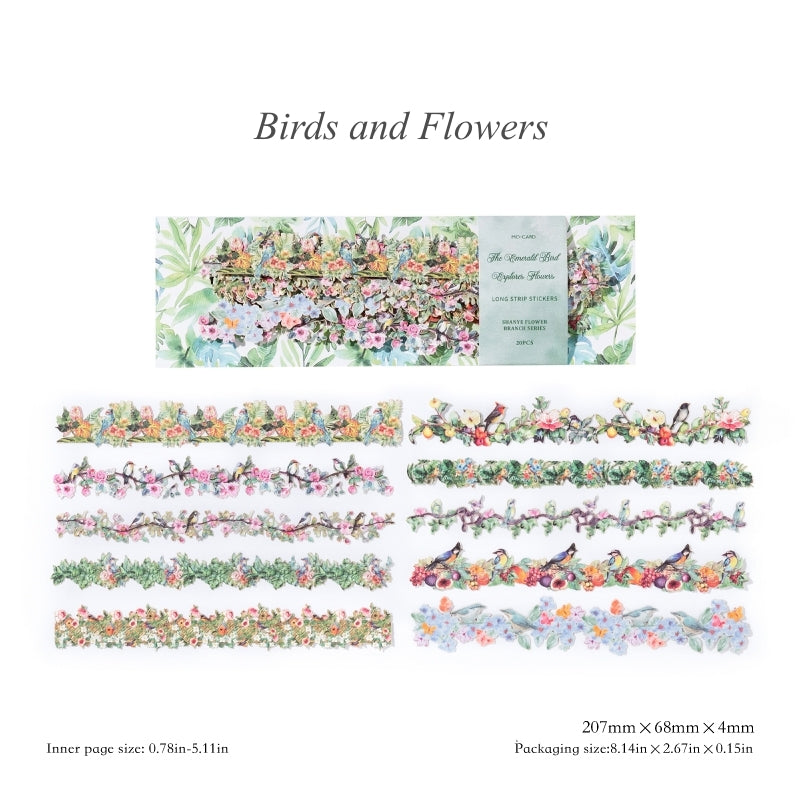 "Mountain Wild Flowers" 20pcs Long Strip Stickers