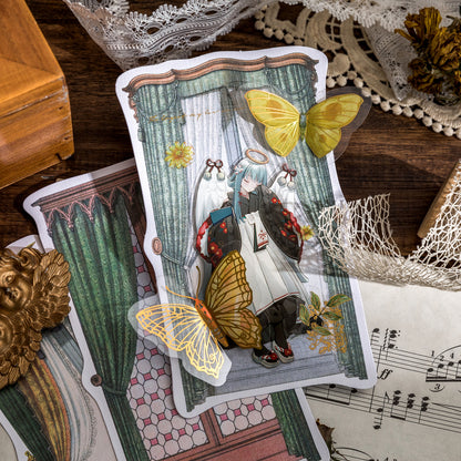 "Lattice Window Series" 10pcs Stickers PET and Wove Paper Stickers