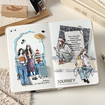 Poetic Companionship 100Pcs Cute Character Stickers Pack, Aesthetic Journal Stickers