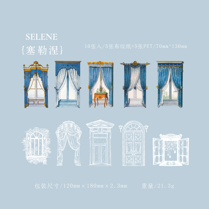 "Lattice Window Series" 10pcs Stickers PET and Wove Paper Stickers