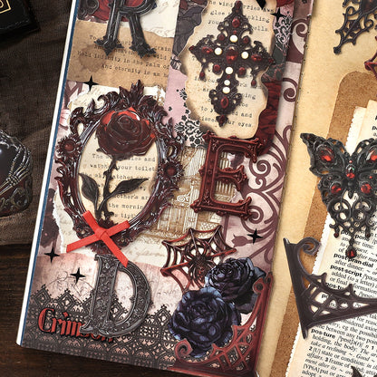 "Gothic Grimoire" 15pcs Embossed Cardboard for Journaling Decoration
