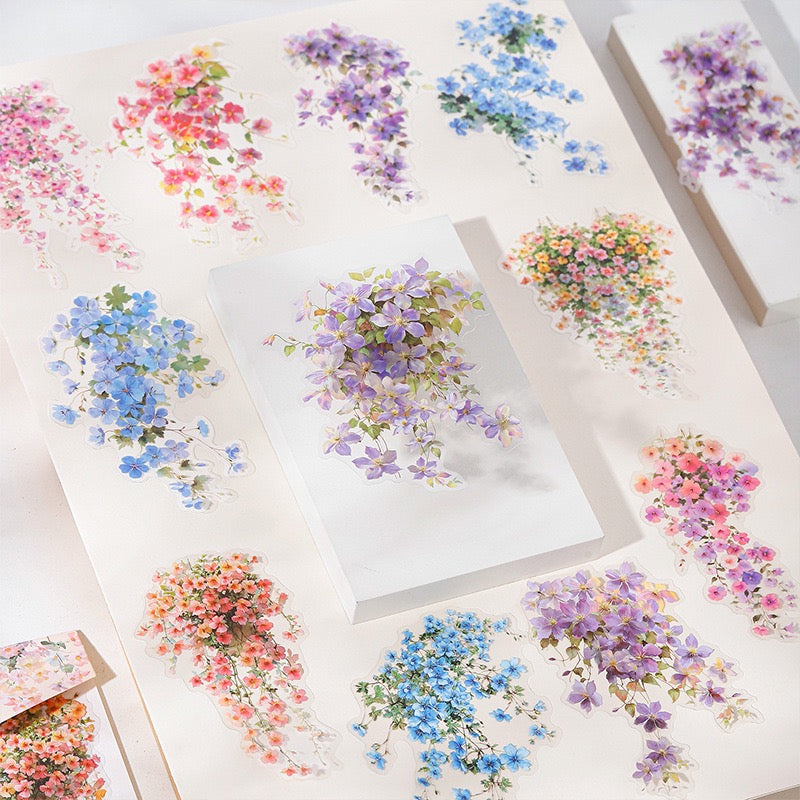 Gentle Droop Flower PET Stickers 10pcs in