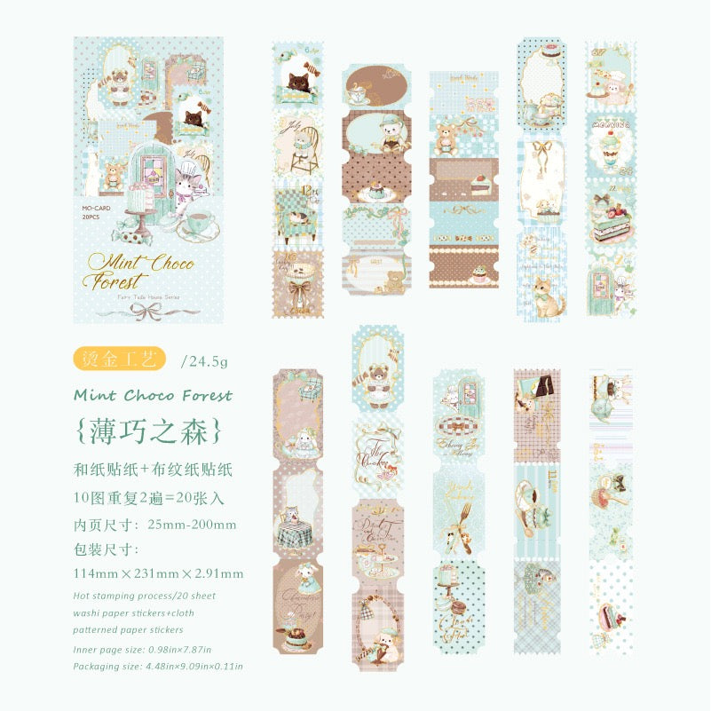Golden Lined Cute Stickers 20pcs in