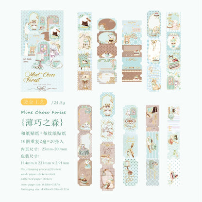 Golden Lined Cute Stickers 20pcs in