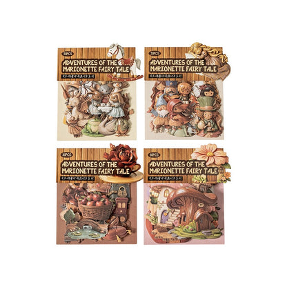 Adventures of the Marionette Fairy Tale 30pcs Wooden-like Cardboard Stickers