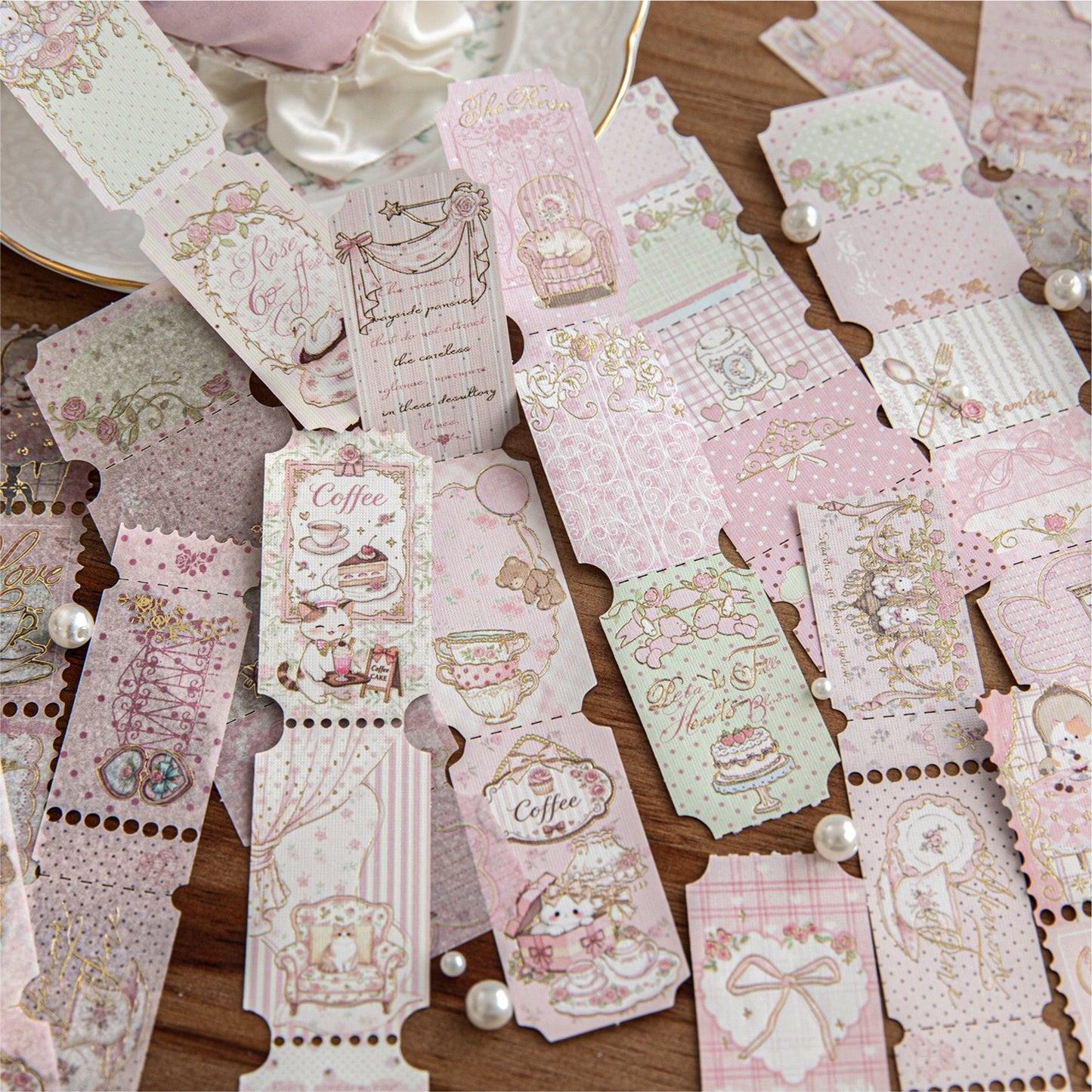 Golden Lined Cute Stickers 20pcs in