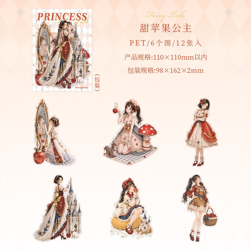 Princess Fairy Tales Large Sized PET Stickers for Journaling