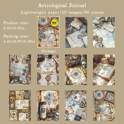 "Maritime Chronicles" 30 Sheets of Scrapbooking Decorative Papers