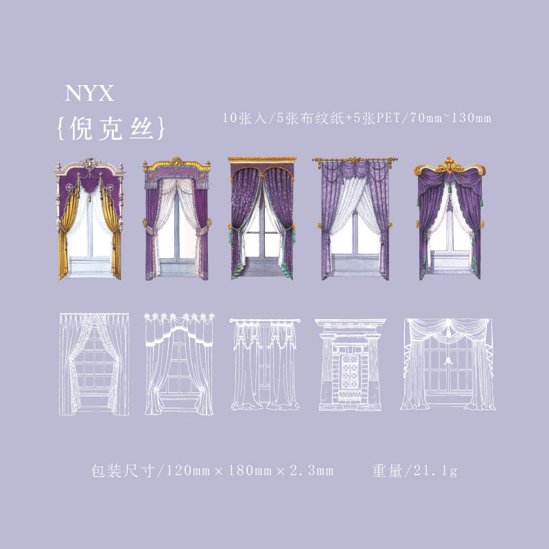 "Lattice Window Series" 10pcs Stickers PET and Wove Paper Stickers