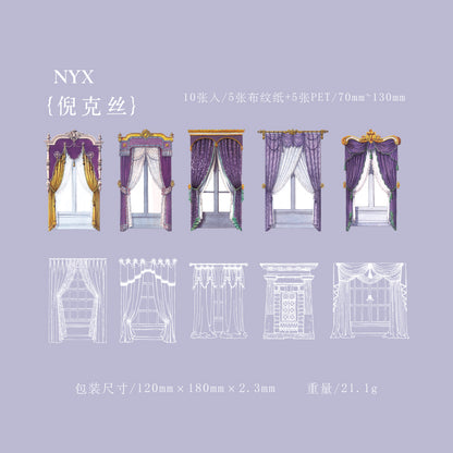 "Lattice Window Series" 10pcs Stickers PET and Wove Paper Stickers
