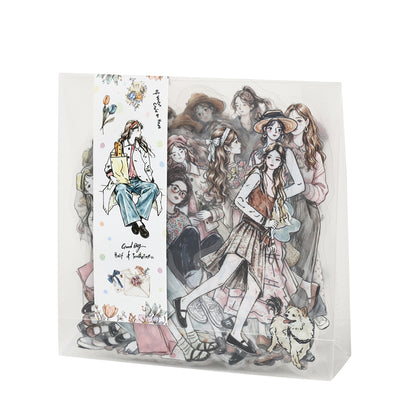 Poetic Companionship 100Pcs Cute Character Stickers Pack, Aesthetic Journal Stickers