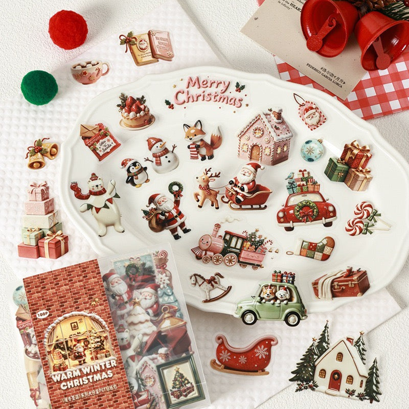 Ceramic like Christmas Stickers 100pcs in PET Stickers
