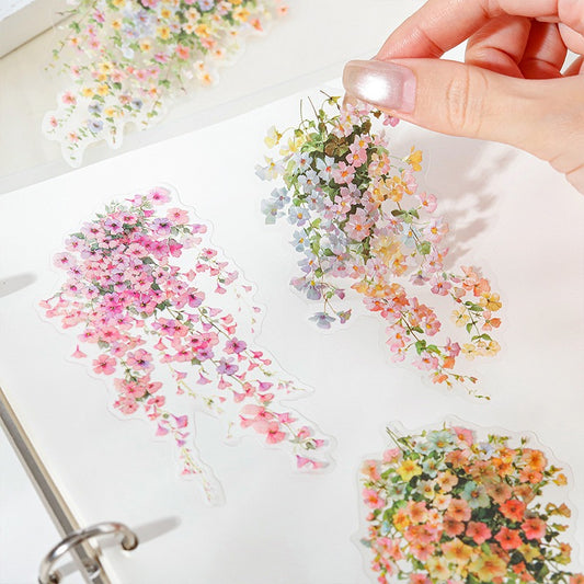 Gentle Droop Flower PET Stickers 10pcs in