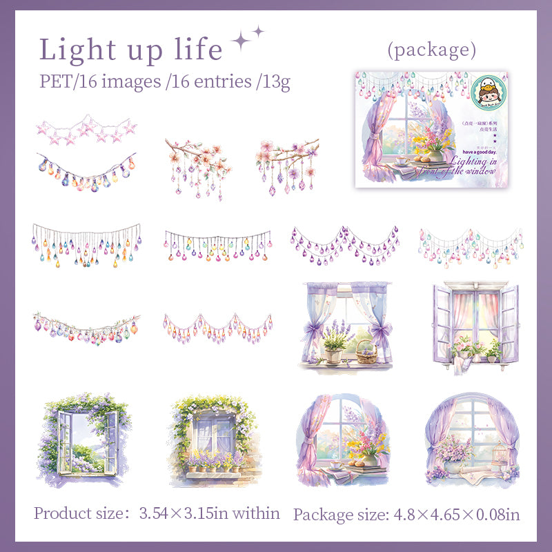 "Lights and Windows" 16pcs PET Stickers