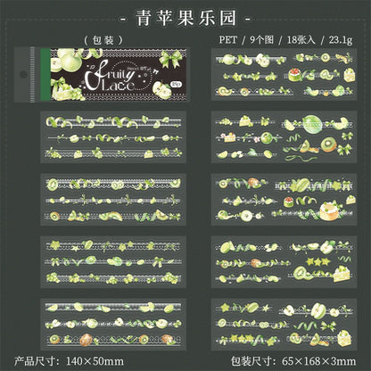 Fruit & Lace Cute Sticker Books Pre-cut PET Stickers 18 Sheets each
