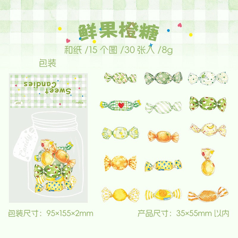Sweet Candies Cute Washi Stickers 30pcs per pack