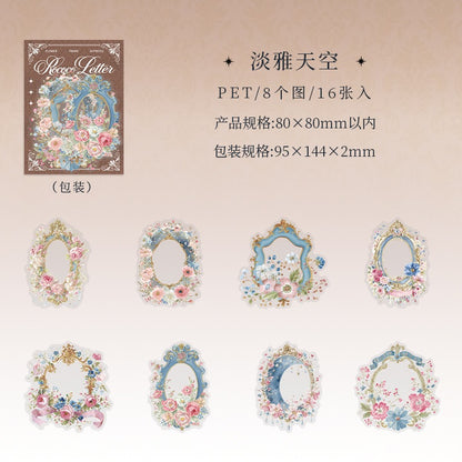 Vintage Rococo Styled PET Stickers 16pcs in Frame Stickers