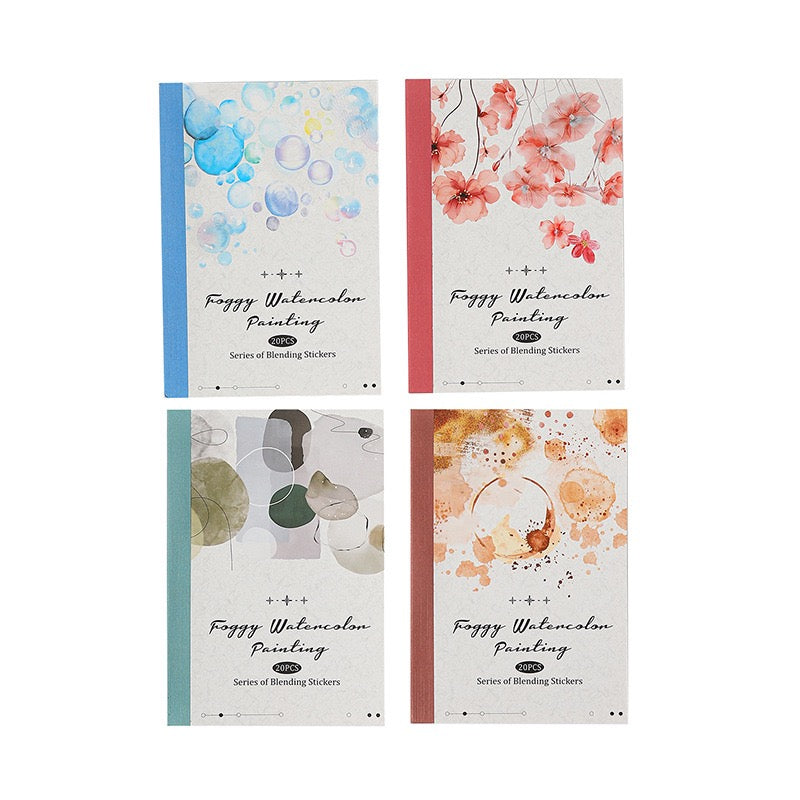Watercolor Sticker Books 20 Sheets in Pre-cut PET Stickers