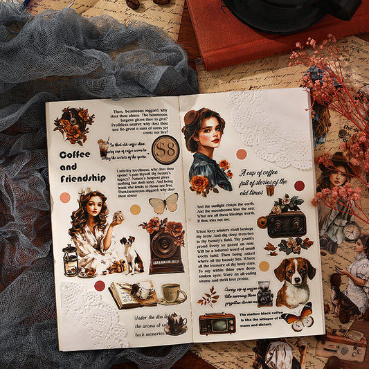 "Tracing Back Time" Retro Vintage Style Sticker Books
