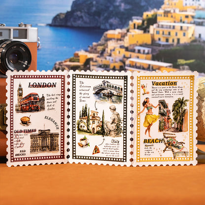 "City Filmstrip" 10 Sheets of Travel Themed PET Sticker Books