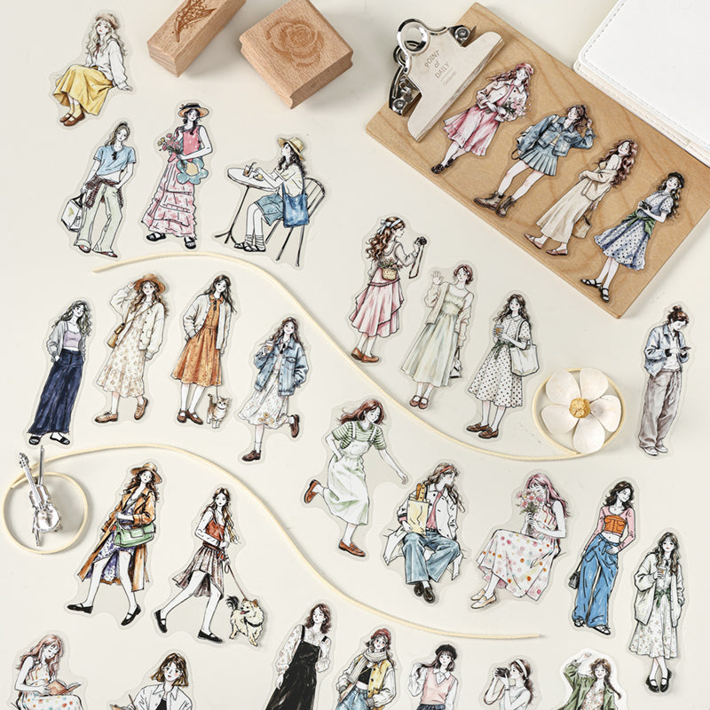 Poetic Companionship 100Pcs Cute Character Stickers Pack, Aesthetic Journal Stickers