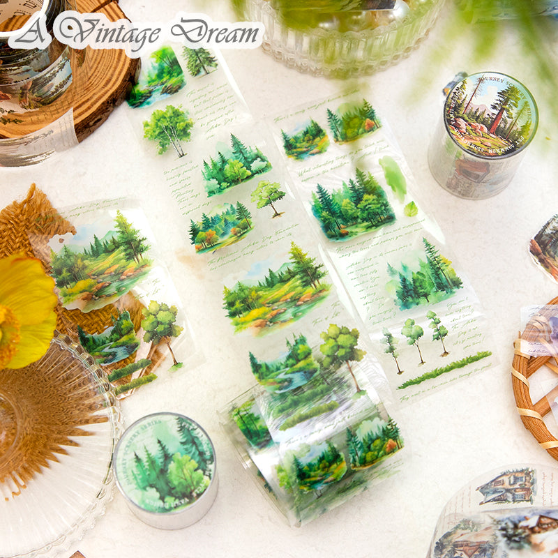 (30.June) Scenery PET Tapes with Mountains Trees Seas for Scrapbooking