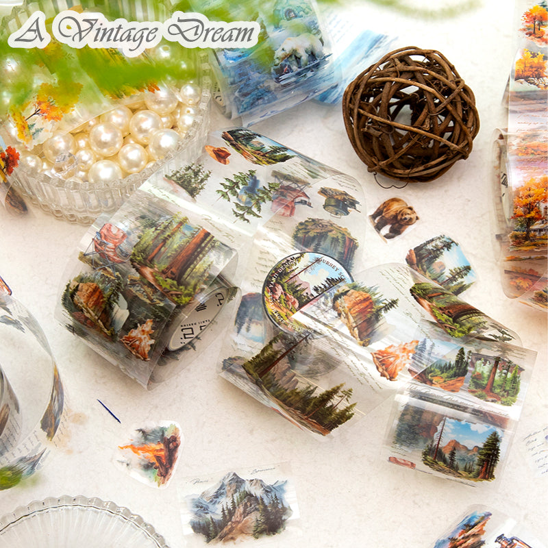 (30.June) Scenery PET Tapes with Mountains Trees Seas for Scrapbooking