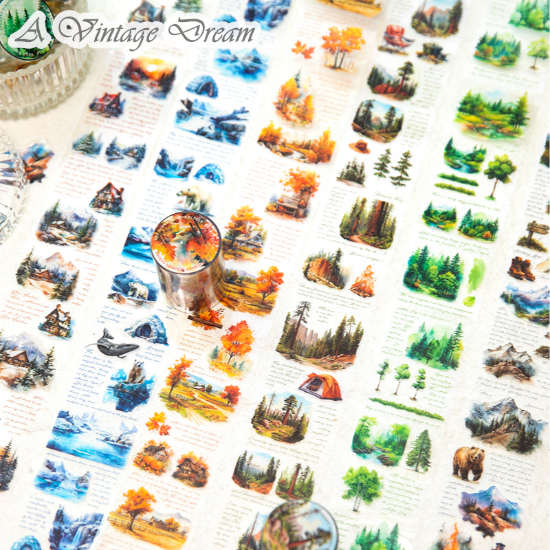 (30.June) Scenery PET Tapes with Mountains Trees Seas for Scrapbooking